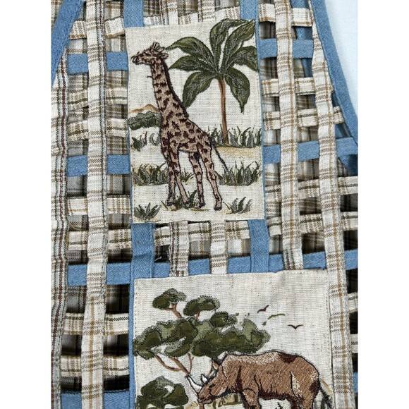 VTG Casey And Max African Safari Plaid Lattice Animal Motif Vest Womens SZ Large - Picture 8 of 14